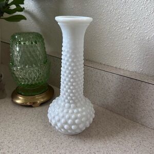 Hobnail milk glass bud vase